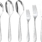 Hammered Silverware Set with Serving Utensils, 18/10 Stainless Steel Flatware for 8, Dishwasher Safe, Mirror Finish, Heavy-Duty, Built to Last (45-Piece Including a Serving Set, Fidenza Hammered)