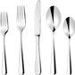 Luciella Tropea Polished Flatware Set for 8, 45-Piece Premium 18/10 Stainless Steel Silverware Set with Serving Utensils, Modern Mirror Finish, Rust Resistant, Dishwasher Safe