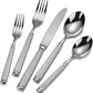 60-Piece 18/10 Heavy Duty Flatware Set for 12, High End Thick Handle Silverware Set, Luxury Forged Design, Dishwasher Safe