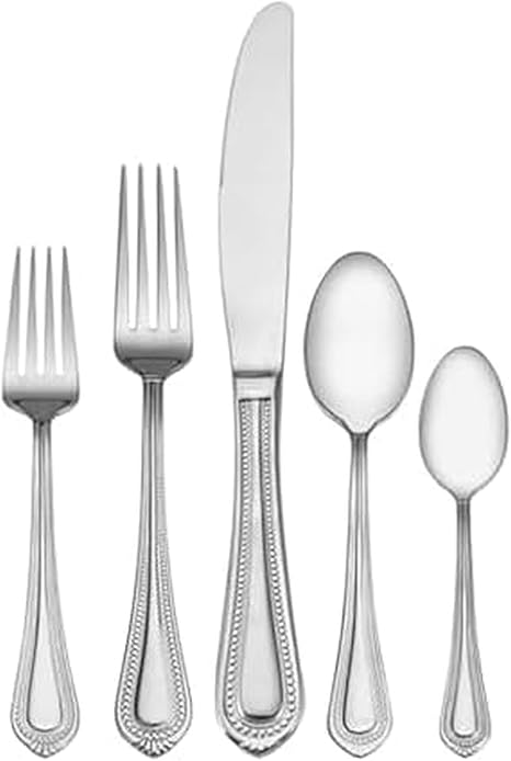Mikasa Harmony 65-Piece Flatware Set for 12, 18/10 Stainless Steel Silverware with Forks, Knives, Spoons, and Serving Utensils, Elegant Design