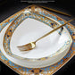 80 Piece Bone China Tableware Set for 10 People, European Style Embossed Gold Pattern Dinnerware Set with Bowls and Plates