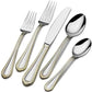 Mikasa, Gold Accent Regent Bead Flatware Service for 12, 65 Piece Set, 18/10 Stainless Steel, Silverware Set with Serving Utensils