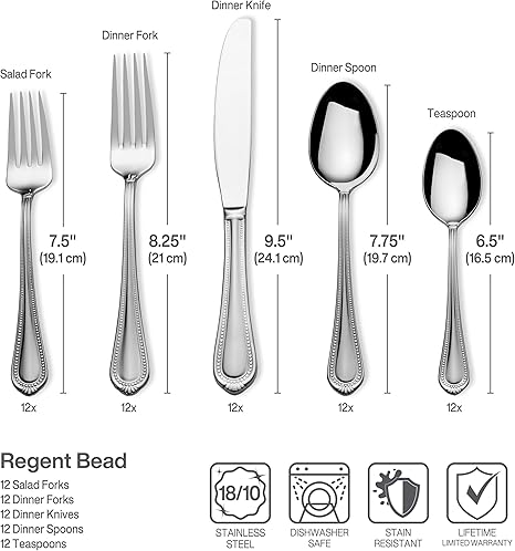 Mikasa Harmony 65-Piece Flatware Set for 12, 18/10 Stainless Steel Silverware with Forks, Knives, Spoons, and Serving Utensils, Elegant Design