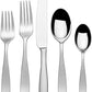 Mikasa Satin Loft 65-Piece Flatware Set for 12, 18/10 Stainless Steel Silverware with Forks, Knives, Spoons, and Serving Utensils, Durable and Elegant Design