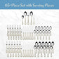 Mikasa, Gold Accent Regent Bead Flatware Service for 12, 65 Piece Set, 18/10 Stainless Steel, Silverware Set with Serving Utensils